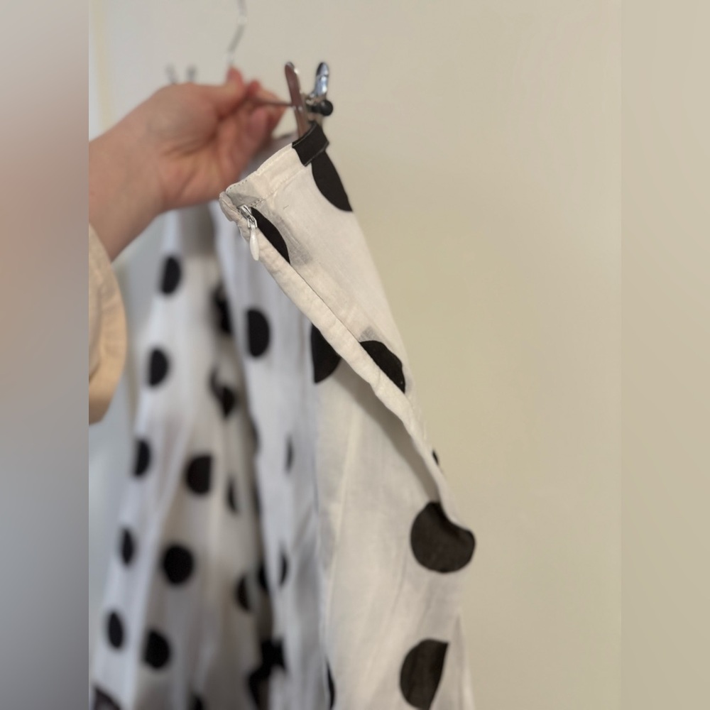 Polka Dot A-Line Skirt with Lace Trim - Picture 4 of 5
